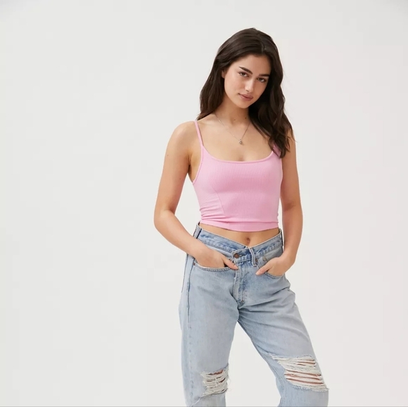 UO Cabana Cropped Cami, Color Rose Size M - Picture 1 of 16